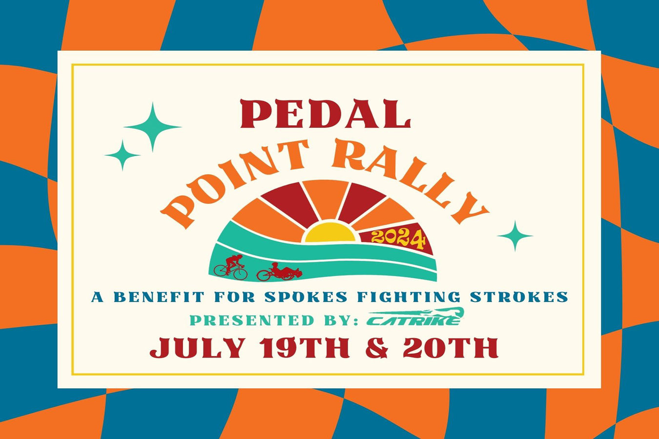 An image featuring the Pedal Point Rally date on July 19th and 20th, 2024.