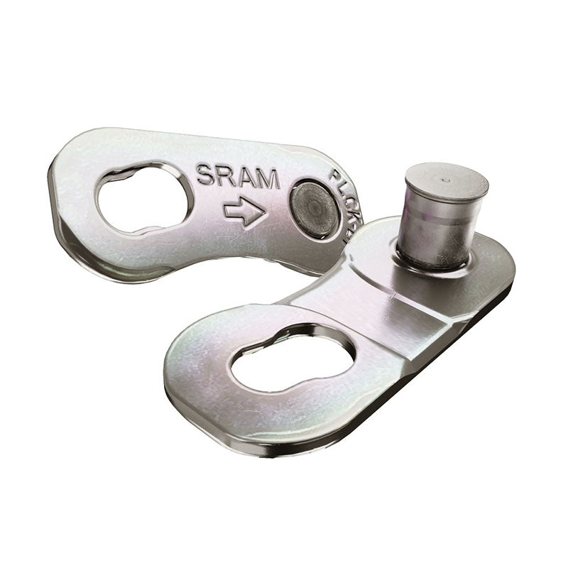 SRAM 12-Speed Road PowerLock Connector Link Silver shown on a white background