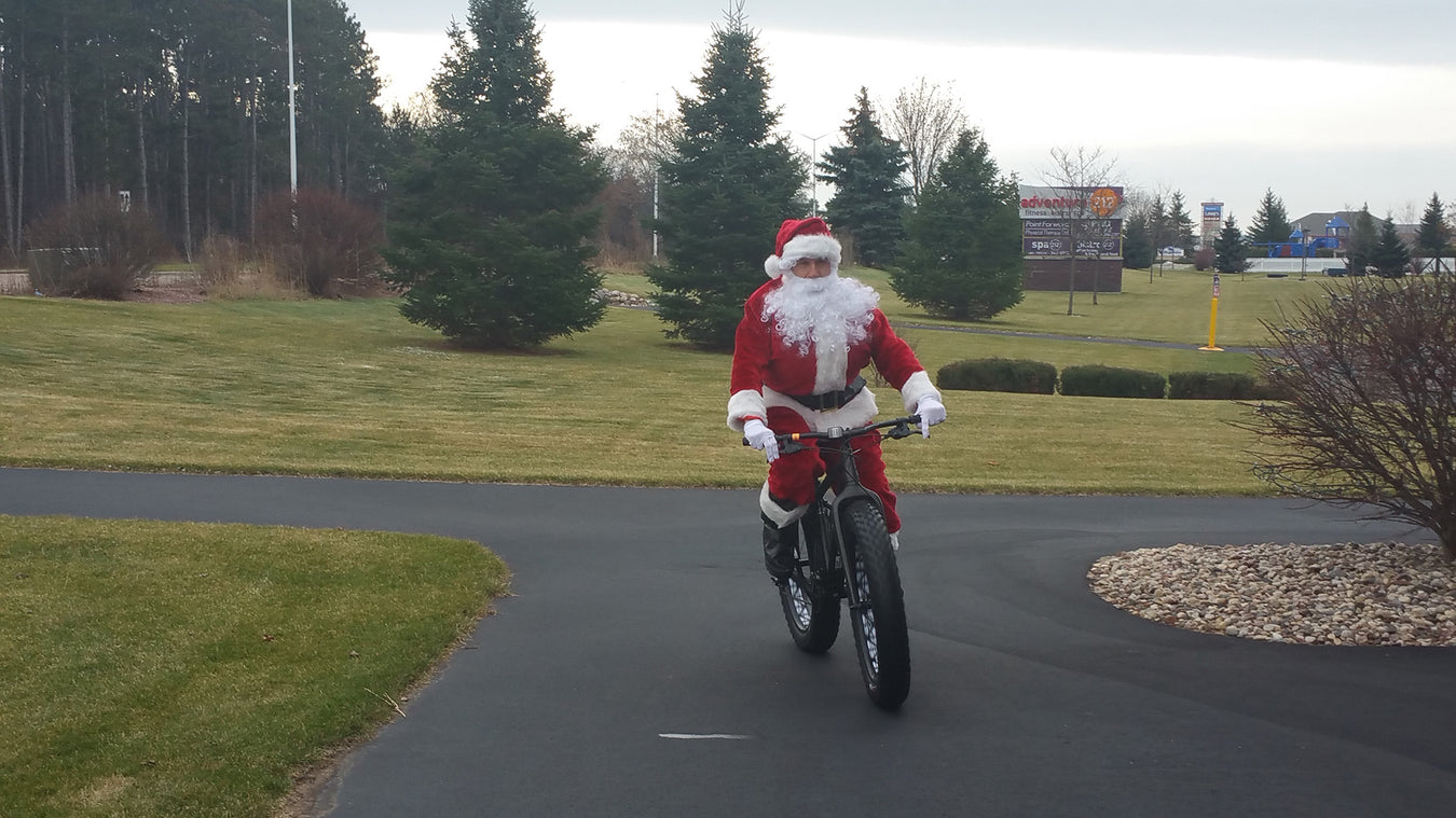 Santa on a fat bike.