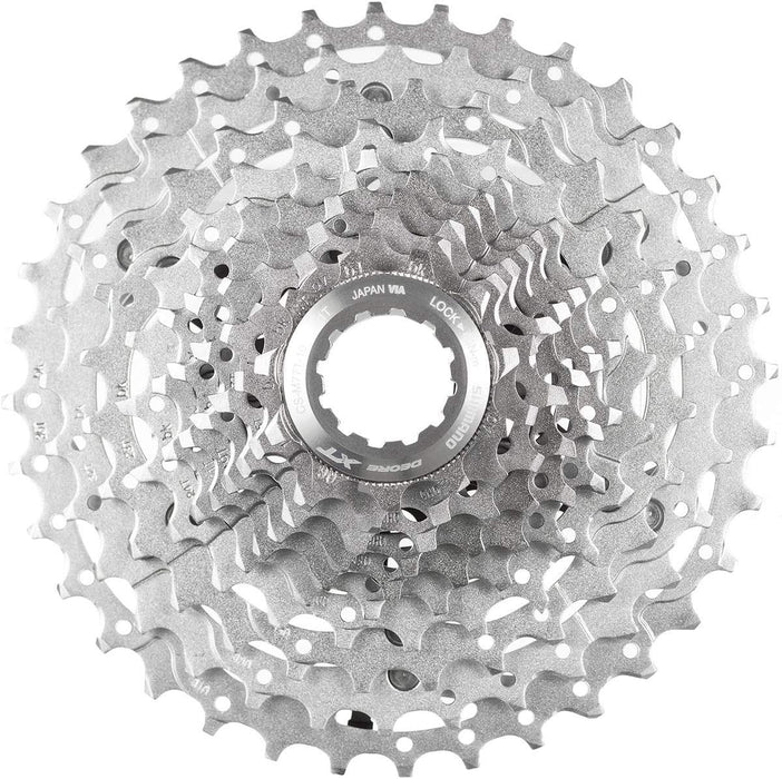 Shimano Deore XT CS-M771 10 Speed 11-36t Silver Cassette, studio photo