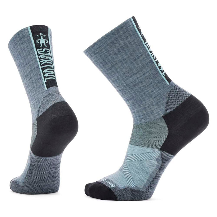 Smartwool Bike Zero Cushion Ribbed Crew Sock Pewter Blue, studio photo