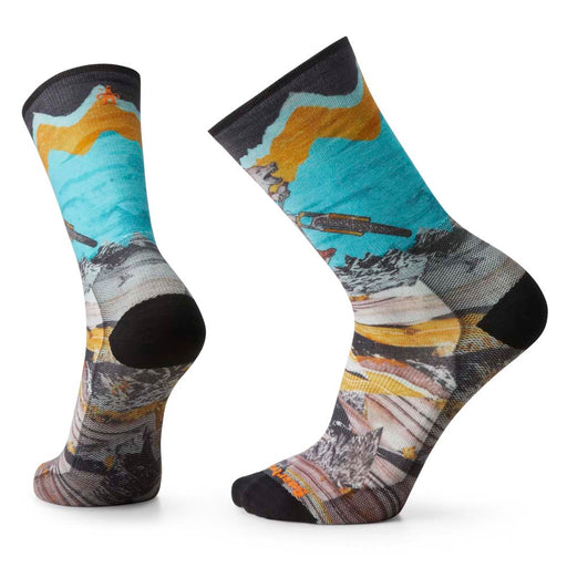 Smartwool Bike Zero Cushion Wolf Print Crew Socks Multi Color, studio photo