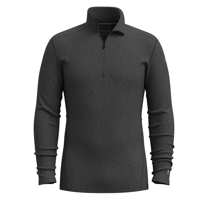 Smartwool Mens Classic Thermal Merino Base Layer 1/4 Zip Charcoal Heather, studio front view