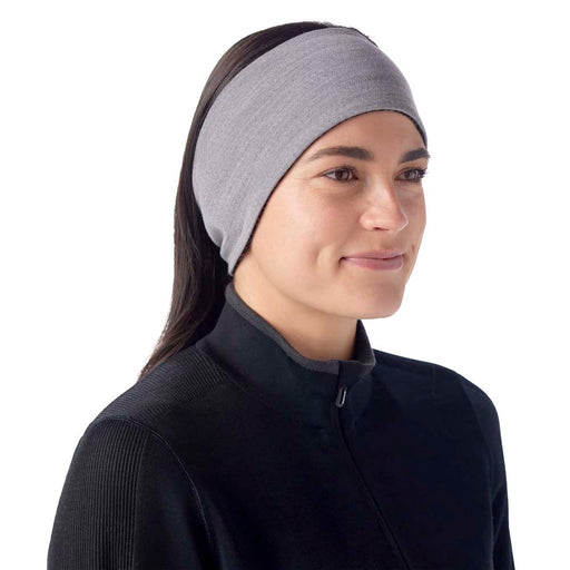 Smartwool Thermal Merino Reversible Headband Black Digi Snow - reversed, studio photo on model