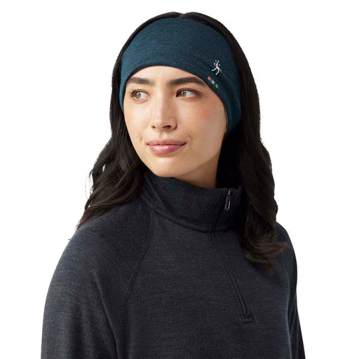 Smartwool Thermal Merino Reversible Headband Twilight Blue Heather, studio photo on model