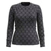 Smartwool Womens Thermal Base Layer Crew Black Digi Snow, studio front view