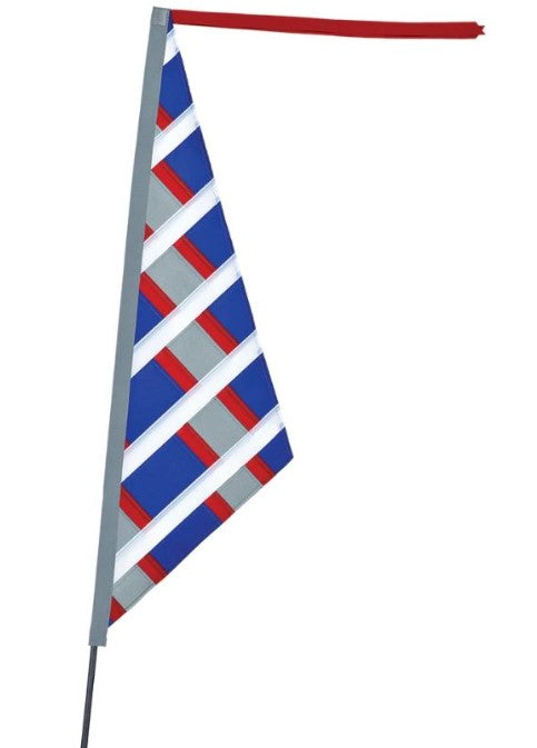 SoundWinds Reflective Sail Recumbent Bike Flag Red Blue Studio Image