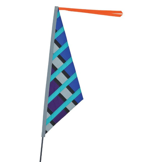 SoundWinds Reflective Sail Recumbent Bike Flag Blue Orange Studio Image