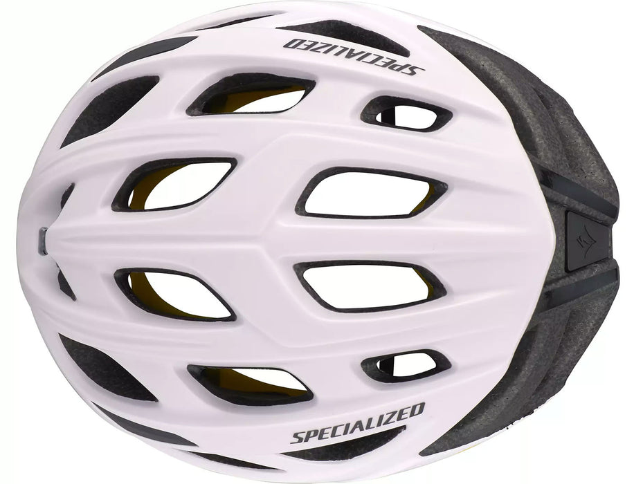 Specialized Chamonix 2 Helmet Gloss White Clay/Black Reflective, studio photo top view
