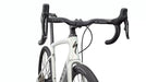 Specialized Roubaix Comp Road Bike with Future Shock in Pearl White/ Obsidian studio close up view