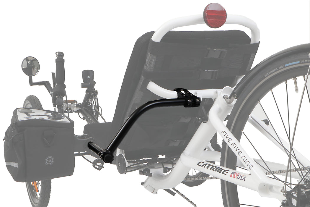 T-Cycle Catrike SeatSide Seat Mount Kit for Folding Trikes mounted on white Catrike 559 Studio image