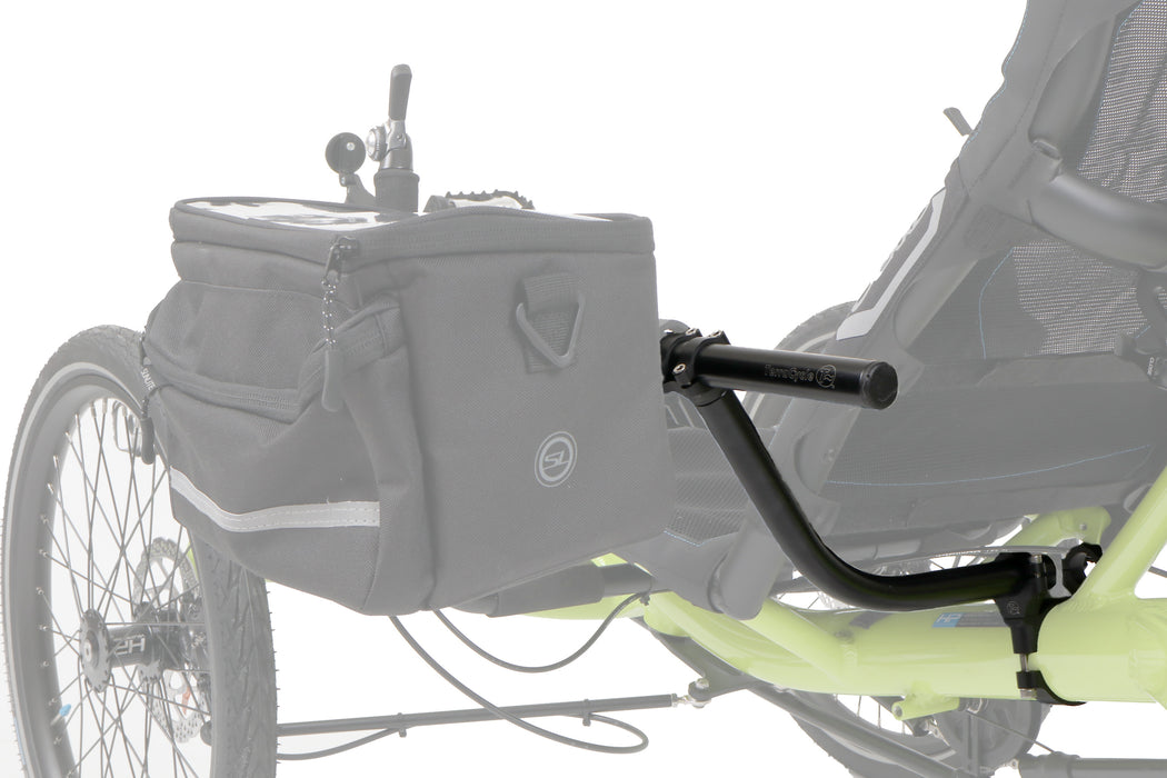 T-Cycle SeatSide Mount Kit HP Velotechnik Gekko studio image mounted to HP velotechnik with bag attached