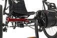 TerraTrike Traveler Candy Apple Red Recumbent Trike with Bosch Boost Kit, studio front detail view