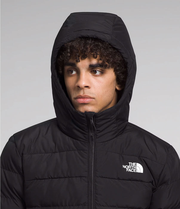 The North Face Men's Aconcagua 3 Lined Hoodie TNF Black, studio front view with hood