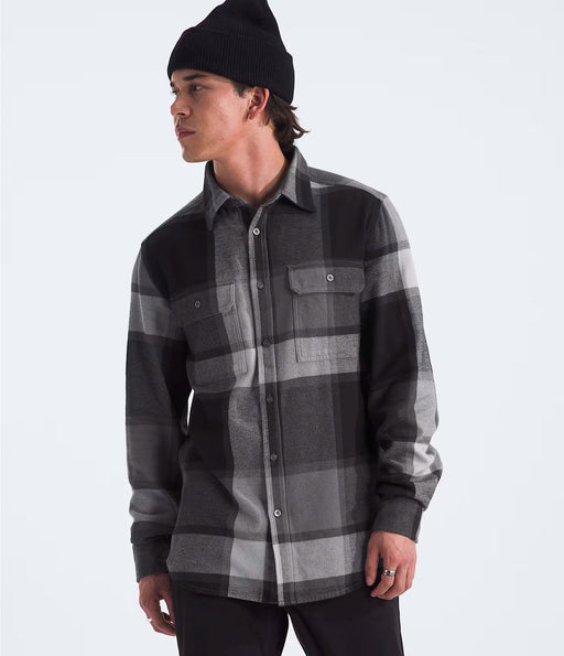 The North Face Mens Arroyo Flannel Shirt Smoked Pearl Macro Plaid, studio front view