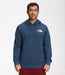 The North Face Mens Box NSE Pullover Hoodie Shady Blue/TNF Black, studio front view