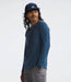 The North Face Mens Dune Sky L/S Crew Shady Blue being worn by model halfbody side view studio image