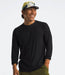 The North Face Mens Dune Sky L/S Crew TNF Black worn by model half body studio image front view