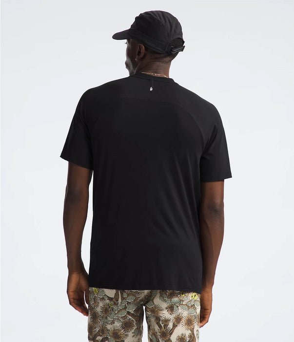 The North Face Mens Dune Sky S/S Crew TNF Black being worn by model halfbody studio image back view