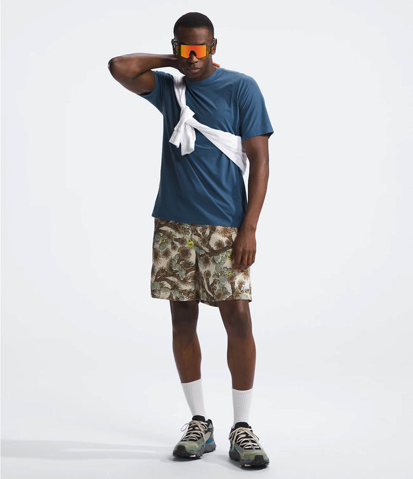 The North Face Mens Dune Sky S/S Crew Shady Blue being worn by model fullbody studio image front view