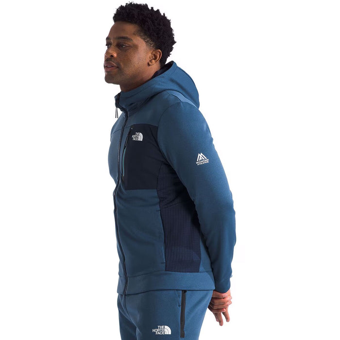 The North Face Mens Mountain Athletics Full Zip Fleece Shady Blue/Summit Navy, studio side view