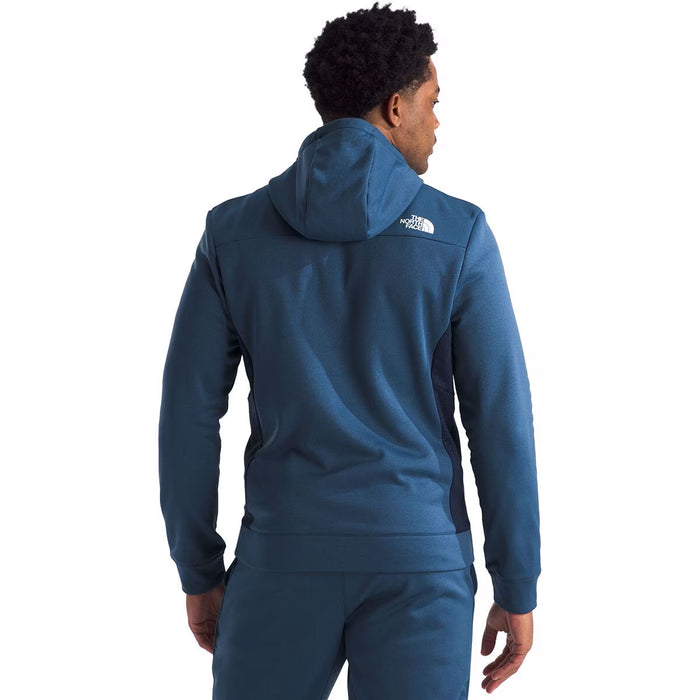 The North Face Mens Mountain Athletics Full Zip Fleece Shady Blue/Summit Navy, studio back view