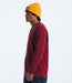 The North Face Mens Waffle Long Sleeve Henley Beetroot, studio side view