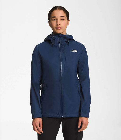 The North Face Womens Alta Vista Jacket Summit Navy being worn by model half-body front view studio image