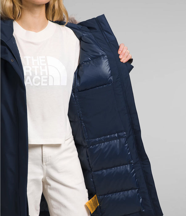 The North Face Womens Arctic Parka Navy Inside Studio Image