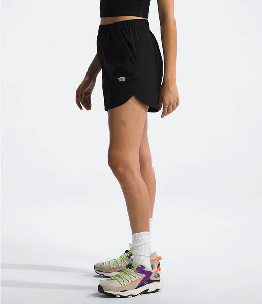 The North Face Womens Class V Pathfinder Pull-On Short TNF Black being worn by model studio image side view