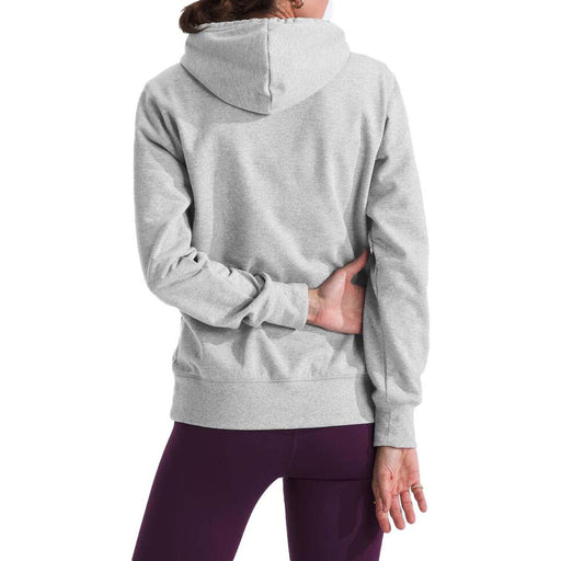 The North Face Womens Heritage Patch Pullover Hoodie TNF Light Grey Heather/Heritage Patch, studio back view