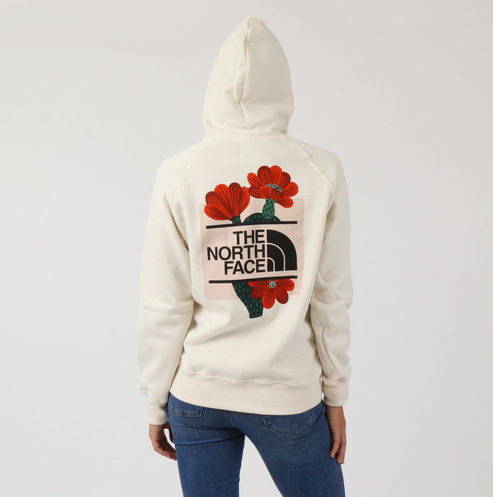 The North Face Womens Brand Proud Hoodie White Dune, studio back view