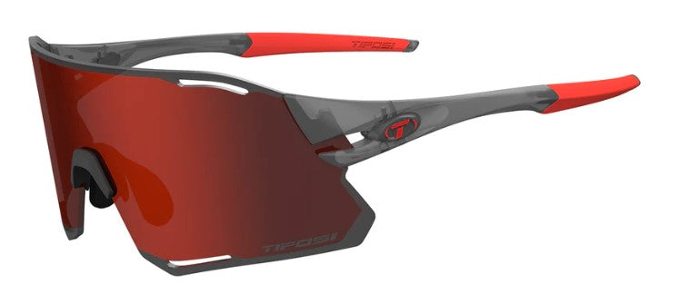 Tifosi Rail Race Sunglasses in Satin Vapor with Clarion Red and Clear Interchangeable Lenses