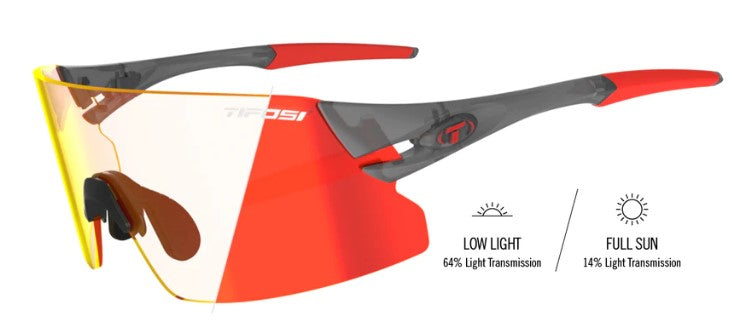 Tifosi Rail XC Sunglasses in Satin Vapor with Clarion Red Fototec Lens.