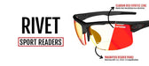 Tifosi Rivet Reader Sunglasses in Blackout with Clarion Red Fototec Plus 2.0