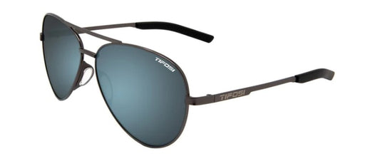 Tifosi Shwae Sunglasses in Graphite with Smoke Bright Blue Lens.