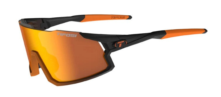 Tifosi Stash Sunglasses inBlack/Orange Interchange with Clarion Orange Mirror, AC Red and Clear Lenses.
