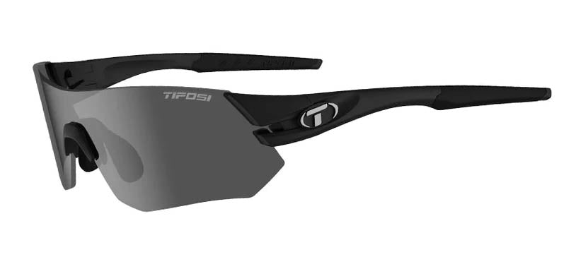 Tifosi Tsali Sunglasses in Matte Black with Smoke, AC Red and Clear Interchangeable Lenses.