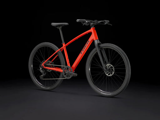 Trek Dual Sport 2 Gen 5 Lava Red, studio front quarter view