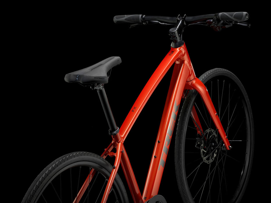 Trek FX 2 Gen 4 Lava Red, studio rear quarter view