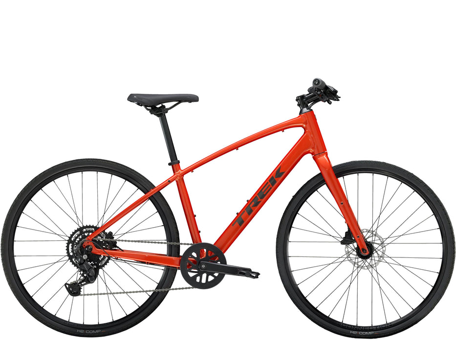 Trek FX 2 Gen 4 Lava Red, studio side view