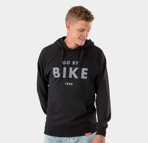 Trek Go By Bike Unisex Hoodie Black, studio front view