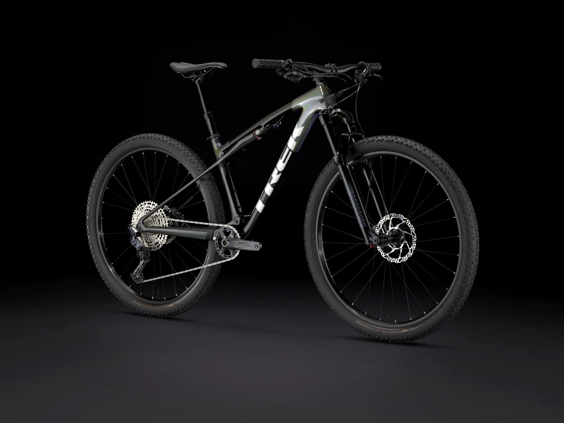 Trek Supercaliber SL 9.6 Dark Prismatic, studio front quarter view