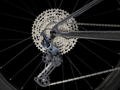 Trek Supercaliber SL 9.6 Dark Prismatic, studio drivetrain detail view