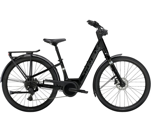 Trek Verve+ 2 Lowstep Gen 3 e-Bike Black, studio side view