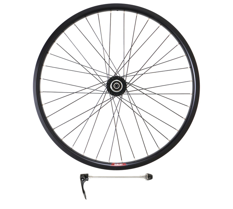 Velocity Cliffhanger 26" 559mm NMSW Black 36h Black Spokes & Silver Nips Standard 135mm Rear Disc Wheel, studio side view