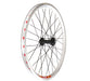 Velocity Dyad 20" 406mm MSW Silver 32h Black Spokes & Silver Nips Standard 100mm Front Wheel, studio front quarter view