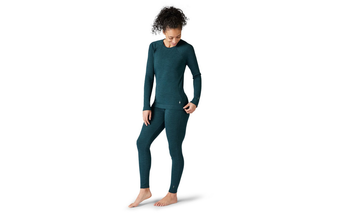 Smartwool Womens Thermal Base Layer Crew Twilight Blue Model Studio Image Front