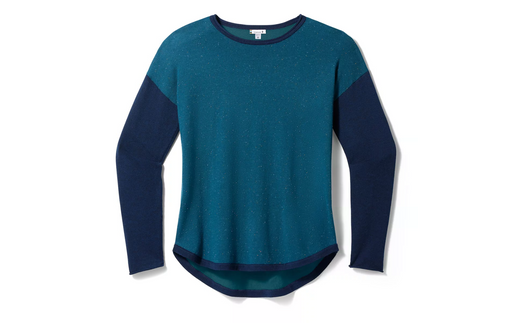 Smartwool Womens Shadow Pine Sweater Blue Donegal Studio Image