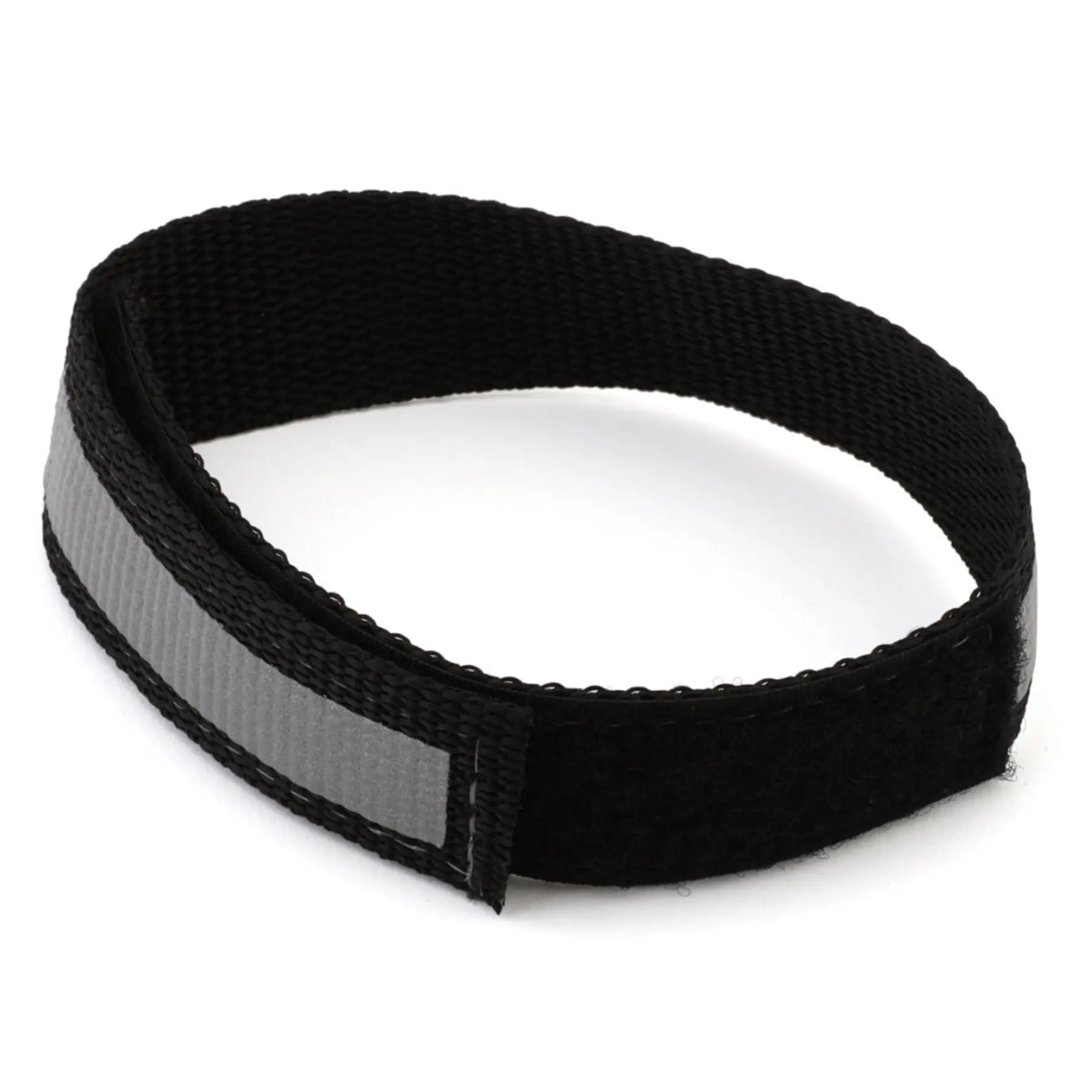 Top view of the Aardvark Ankle Biters Reflective Leg Band Black Single against a white background.